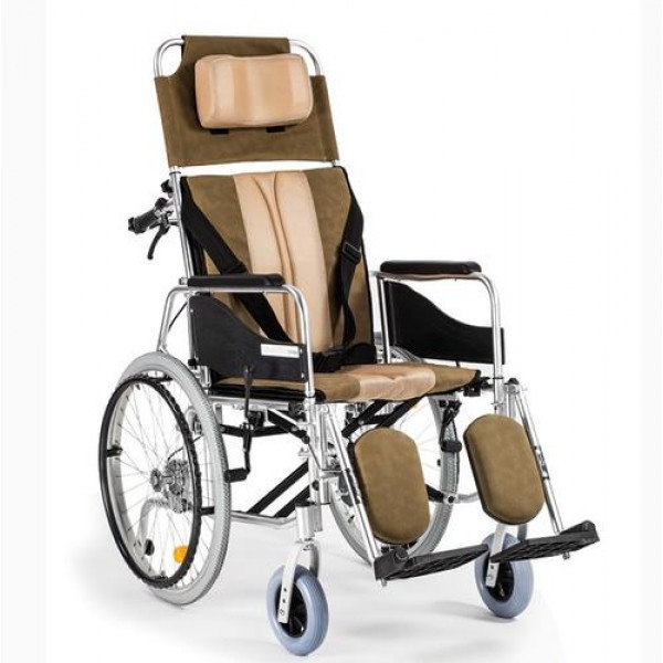Invalidní vozík polohovací Timago ALH008 49cm, barva hnědo-béžová, nosnost 120kg