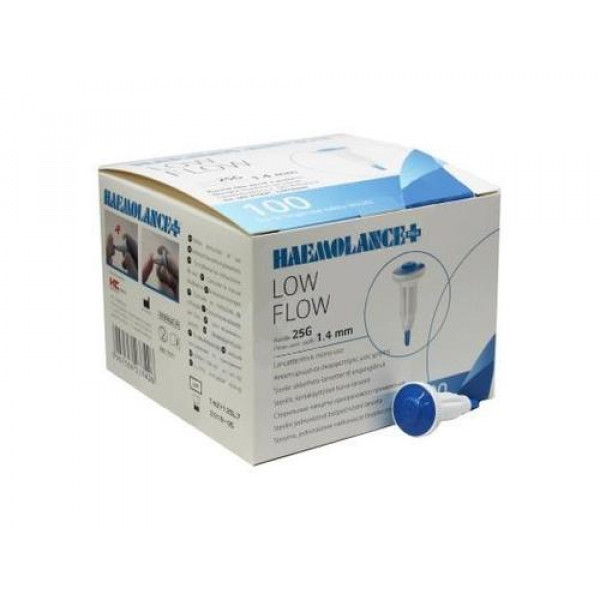 Haemolance Plus Low Flow modrá 100 ks