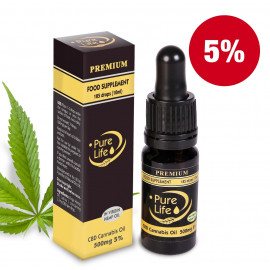 Konopný olej Pure Life Premium 500mg CBD 5% / 10ml