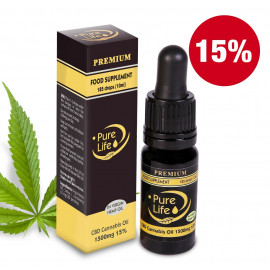 Konopný olej Pure Life Premium 1000mg CBD 15% / 10ml 