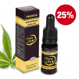 Konopný olej Pure Life Premium 2500mg CBD 25% / 10ml
