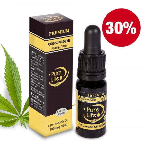 Konopný olej Pure Life Premium 3000mg CBD 30% / 10ml