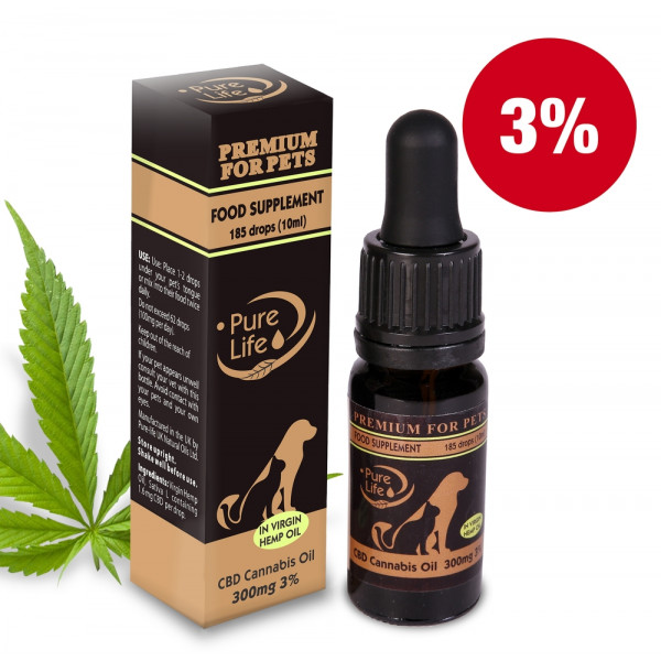 KONOPNÝ OLEJ PURE LIFE PREMIUM FOR PETS 3% CBD 300mg/10ml