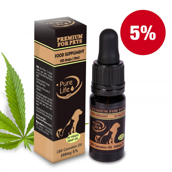KONOPNÝ OLEJ PURE LIFE PREMIUM FOR PETS 5% CBD 500mg/10ml