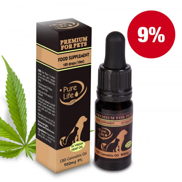 KONOPNÝ OLEJ PURE LIFE PREMIUM FOR PETS 9% CBD 900mg/10ml