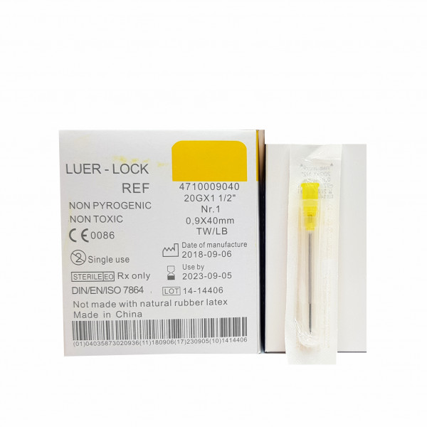 Injekční jehla 20G, 0,9 x 40 mm, žlutá 100ks Injekční jehla 20G, 0,9 x 40 mm, žlutá 100ks