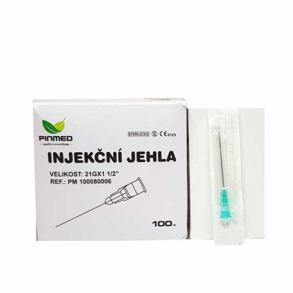 Injekční jehla 21G 0,8 x 40 mm zelená 100ks Injekční jehla 21G 0,8 x 40 mm zelená 100ks