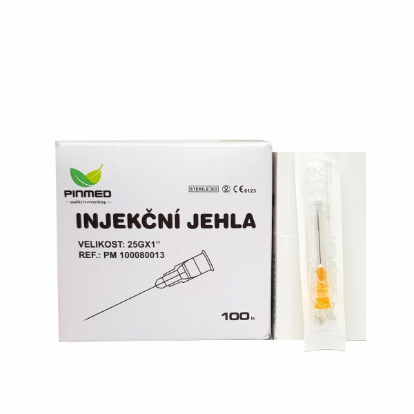 Injekční jehla 25G 0,5 x 16 mm oranžová krátká 100ks Injekční jehla 25G 0,5 x 16 mm oranžová krátká 100ks