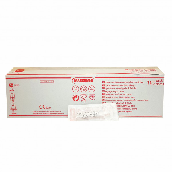 Injekční stříkačka 5 ml, 100 ks Injekční stříkačka 5 ml, 100 ks