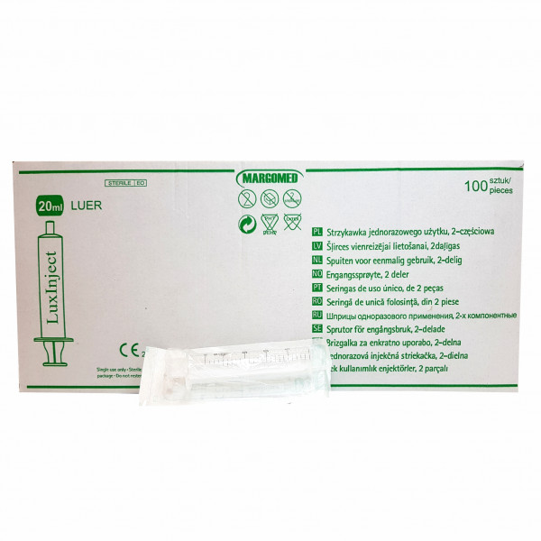 Injekční stříkačka 20 ml, 100 ks Injekční stříkačka 20 ml, 100 ks