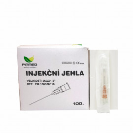 Jehla injekční 26G 0.45x12mm hnědá 100ks