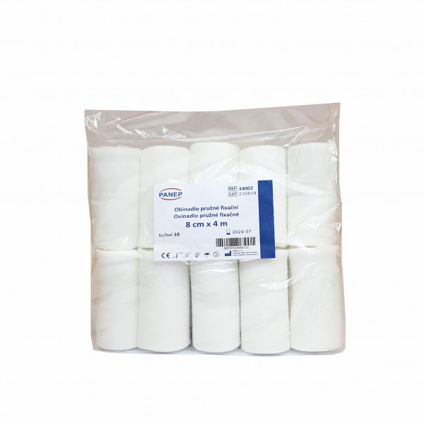 Obinadlo pružné fixační 8 cm x 4 m, 10 ks Obinadlo pružné fixační 8 cm x 4 m, 10 ks
